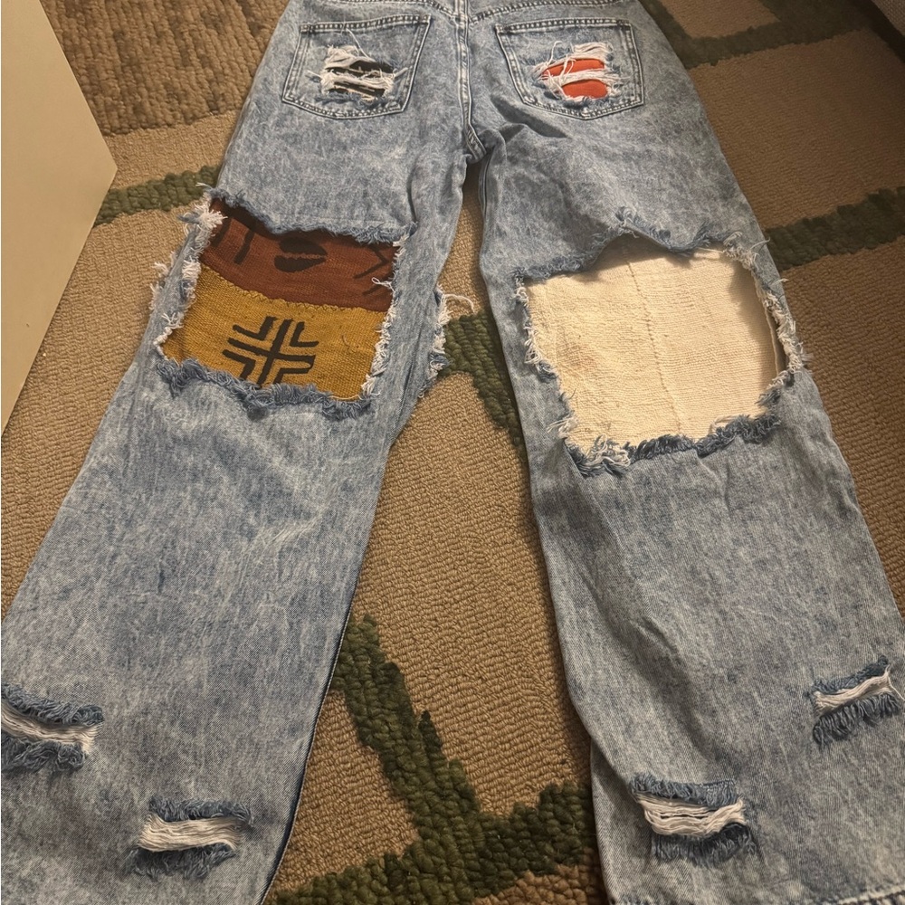 Ro2k Collection- Custom Patchwork Distressed Jeans - image 2